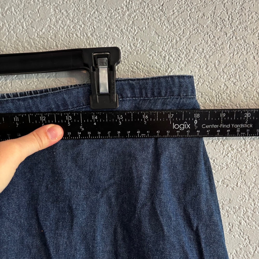 Denim Maxi Skirt XL Long Tiered Boho Modest Prairie Cottagecore Cotton Pull On - Picture 6 of 7